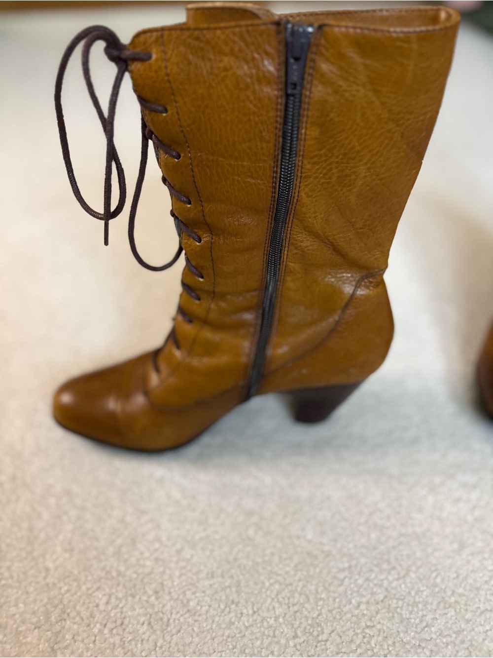 BORN FULL GRAIN LEATHER LACE UP GRANNY BOOTS SIZE 10 VICTORIAN - Picture 15 of 16